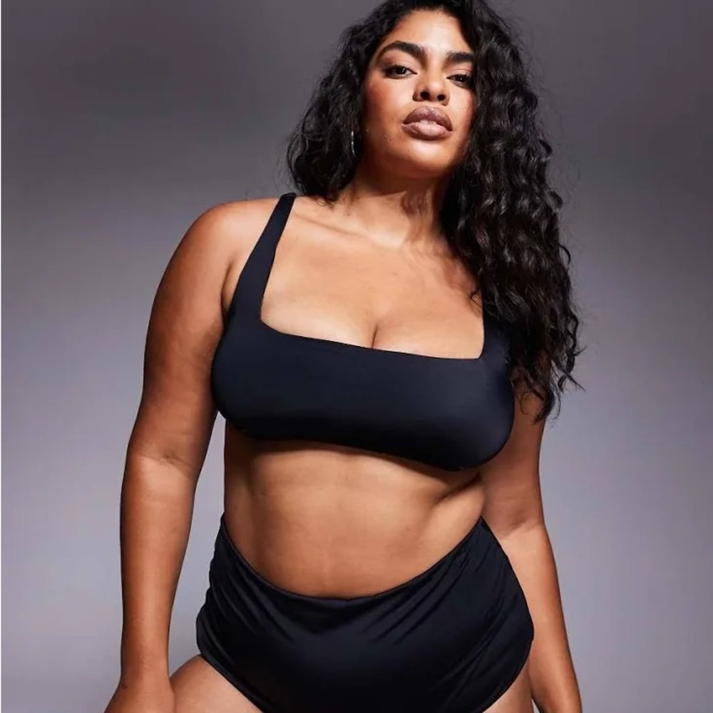 ASOS DESIGN fuller bust mix match square neck crop bikini top NEW 38 E/F